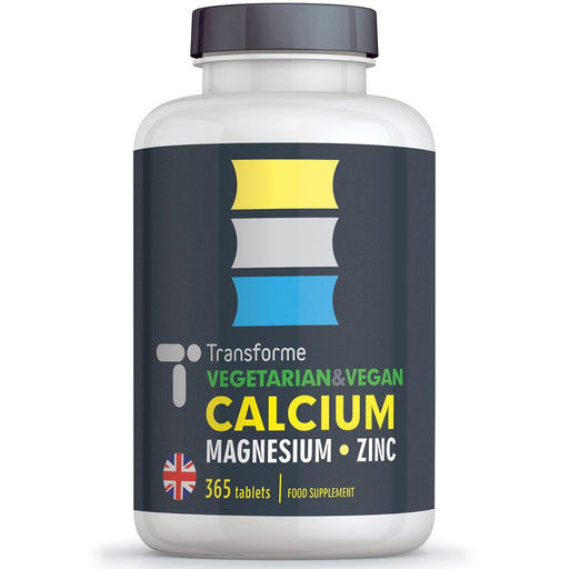 Calcium Magnesium Zinc, 365 vegetarian & vegan tablets, bones, teeth, skin, hair and immune system, three tablets give full NRV, from Transforme