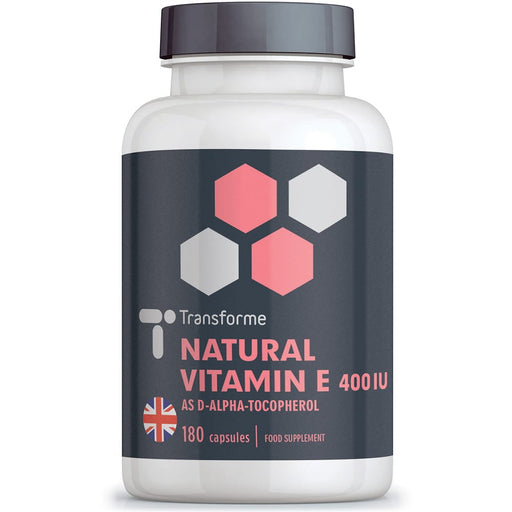 Transforme Vitamin E 400iu capsules, natural source Vitamin E oil in rapid absorption, easy to swallow softgels, 180 capsule bottle