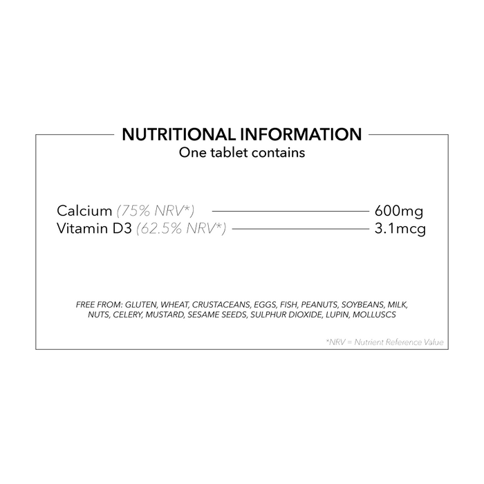 Calcium 600mg & Vitamin D3 Vegetarian Tablets for Bones, Teeth and Muscle Function