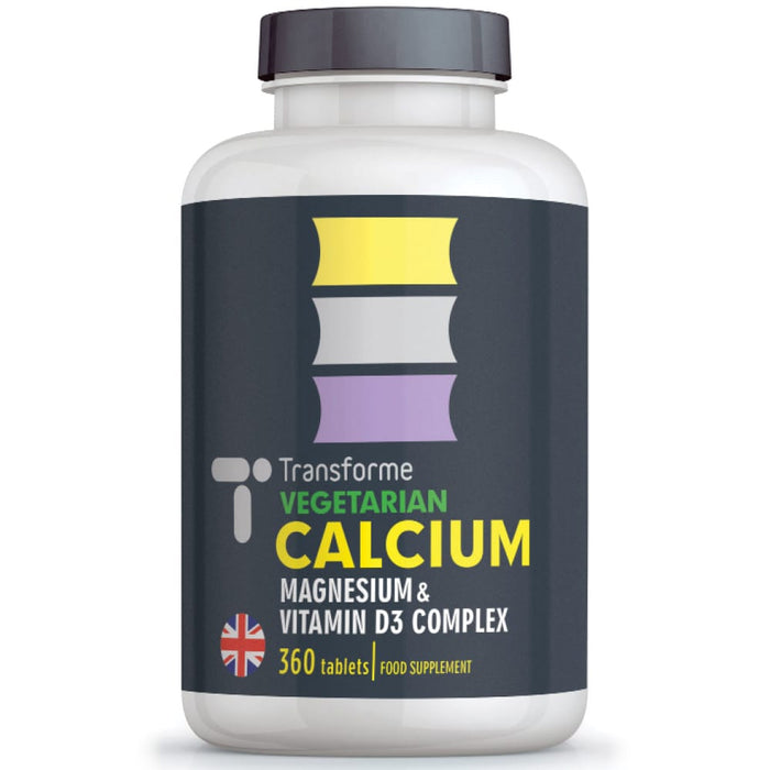 Calcium Magnesium Vitamin D3, 360 vegetarian tablets, bones, teeth, muscle function and immune system, three tablets give full NRV, from Transforme