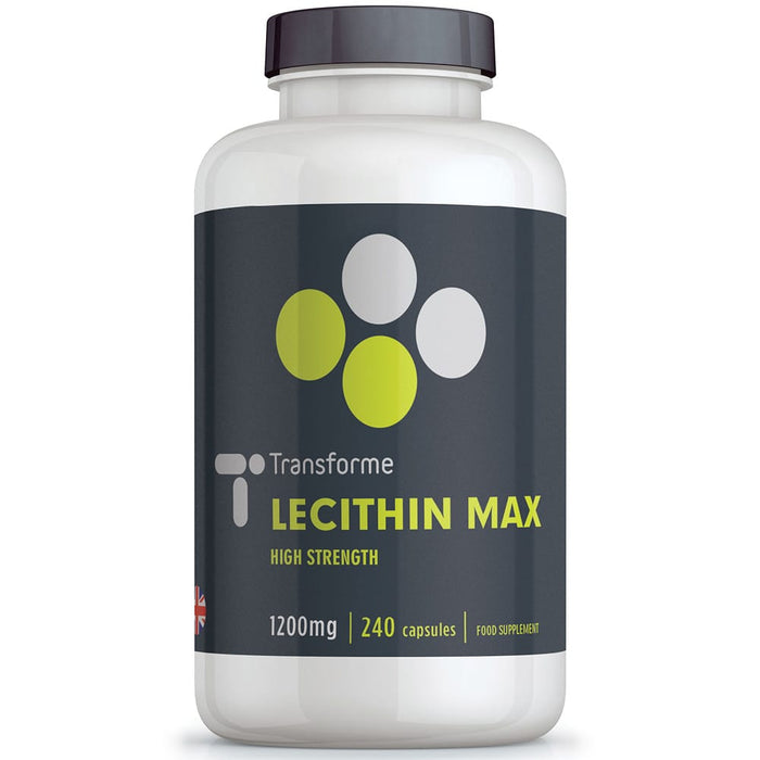 Lecithin Max 1200mg, 240 capsules, a convenient and rich source of phosphatides, choline and inositol, from Transforme