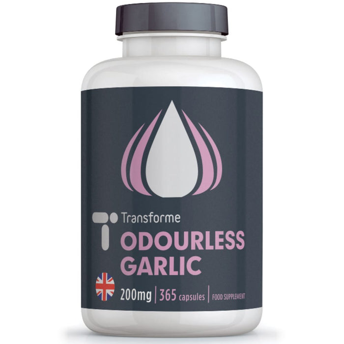 Transforme Odourless Garlic Capsules 200mg High Absorption Softgel Garlic Oil Supplement, 365 bottle