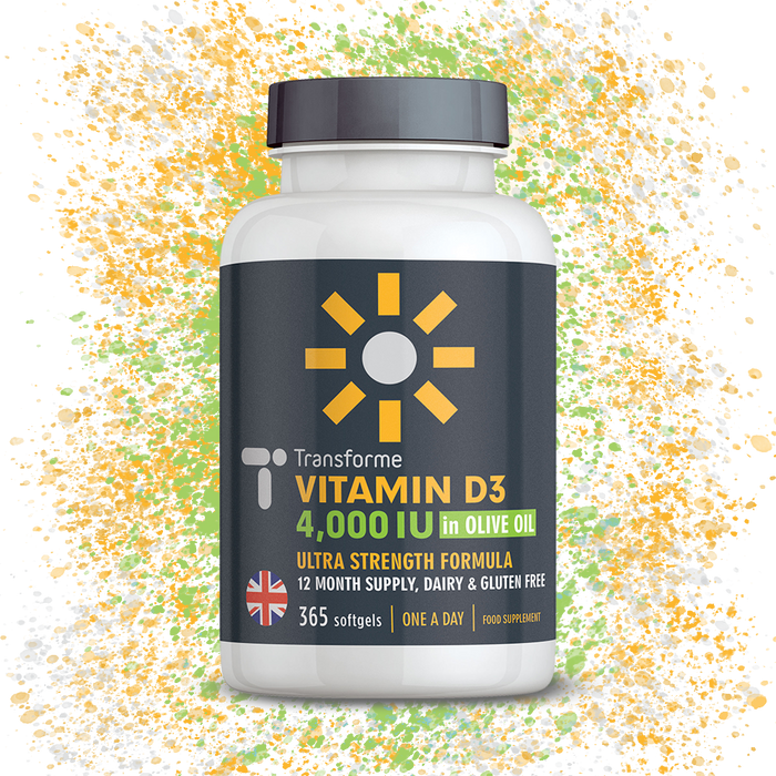 Vitamin D3 4000 iu Cholecalciferol in Olive Oil Capsules - Vitamin D Supplements for Bones & Immune System