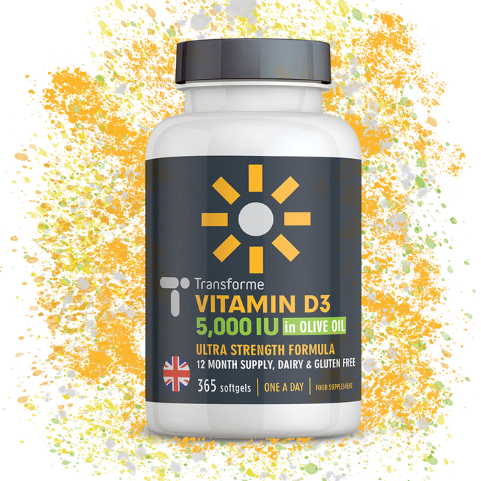 Vitamin D3 5000 iu Capsules with Olive Oil, Vitamin D Supplements for Immune System, Bones & Muscle Function