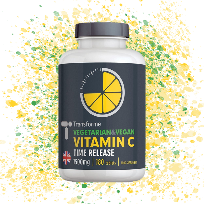 Vitamin C 1500mg Time Release with Rose Hips Vegetarian & Vegan Tablets for Skin, Bones, Cartilage & Immune System