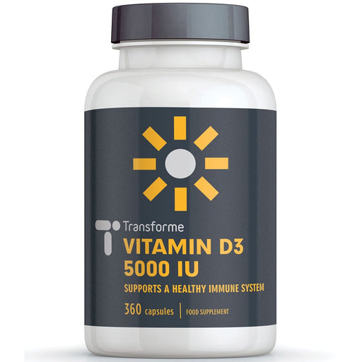 Transforme Vitamin D3 5000 iu capsules, cholecalciferol Vitamin D softgels for bones, immune system & muscle function, 360 capsule bottle